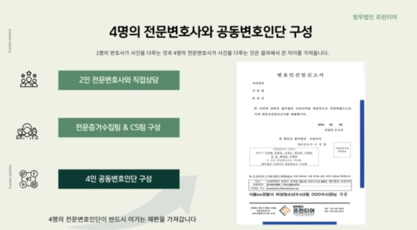 전문변호사 4인 공동변호인단 구성 및 증거수집팀 운영 안내